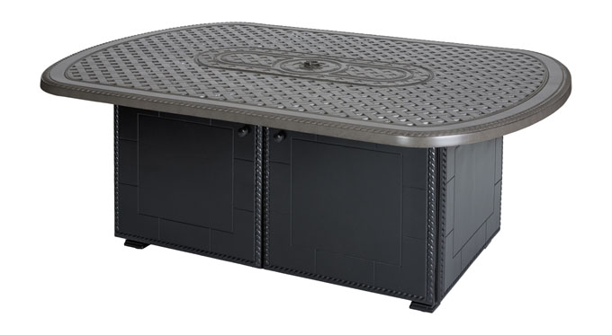 Grand Terrace 52" x 72" Oval Fire Table with Paradise Base