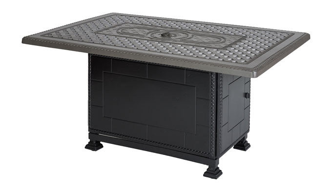 Grand Terrace 38" x 56" Rectangular Fire Table with Paradise Base